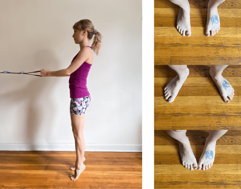Move With HPA For Dancers founder Heidi Friese demonstrating 3 position relevés—center with close ups of feet positions