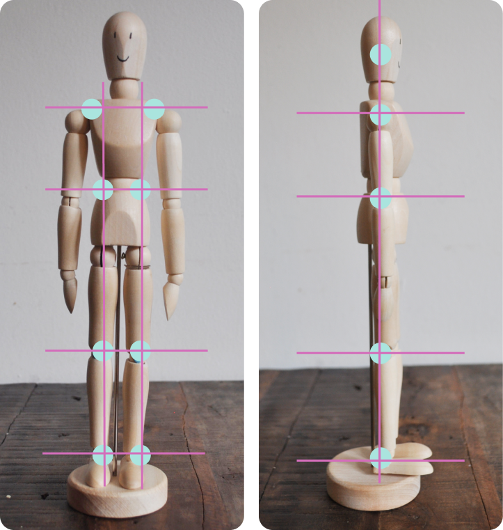 Move With HPA For Dancers wooden postural alignment mannequin showing correct joint alignment